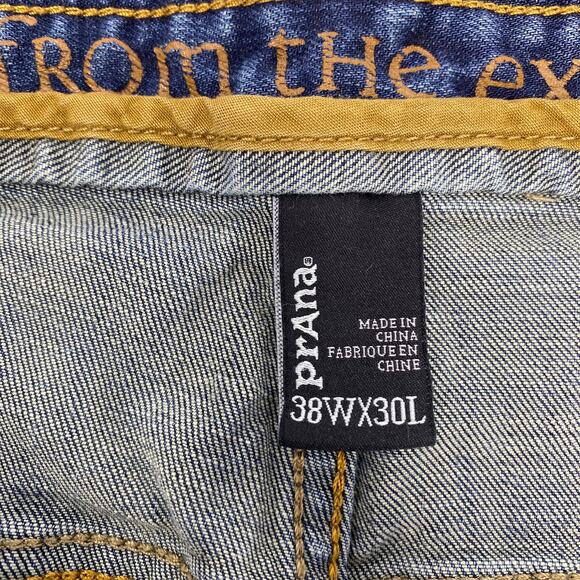 Prana Mens 38x28 Straigh Fit Blue 5‎ Pocket Design Jeans - Picture 3 of 5